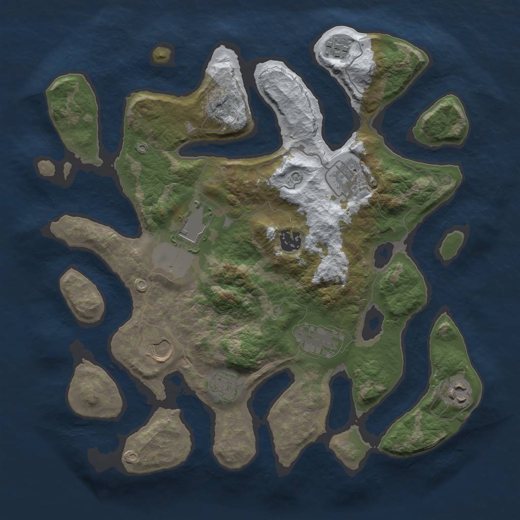 Rust Map: Barren, Size: 3500, Seed: 3253507, 11 Monuments