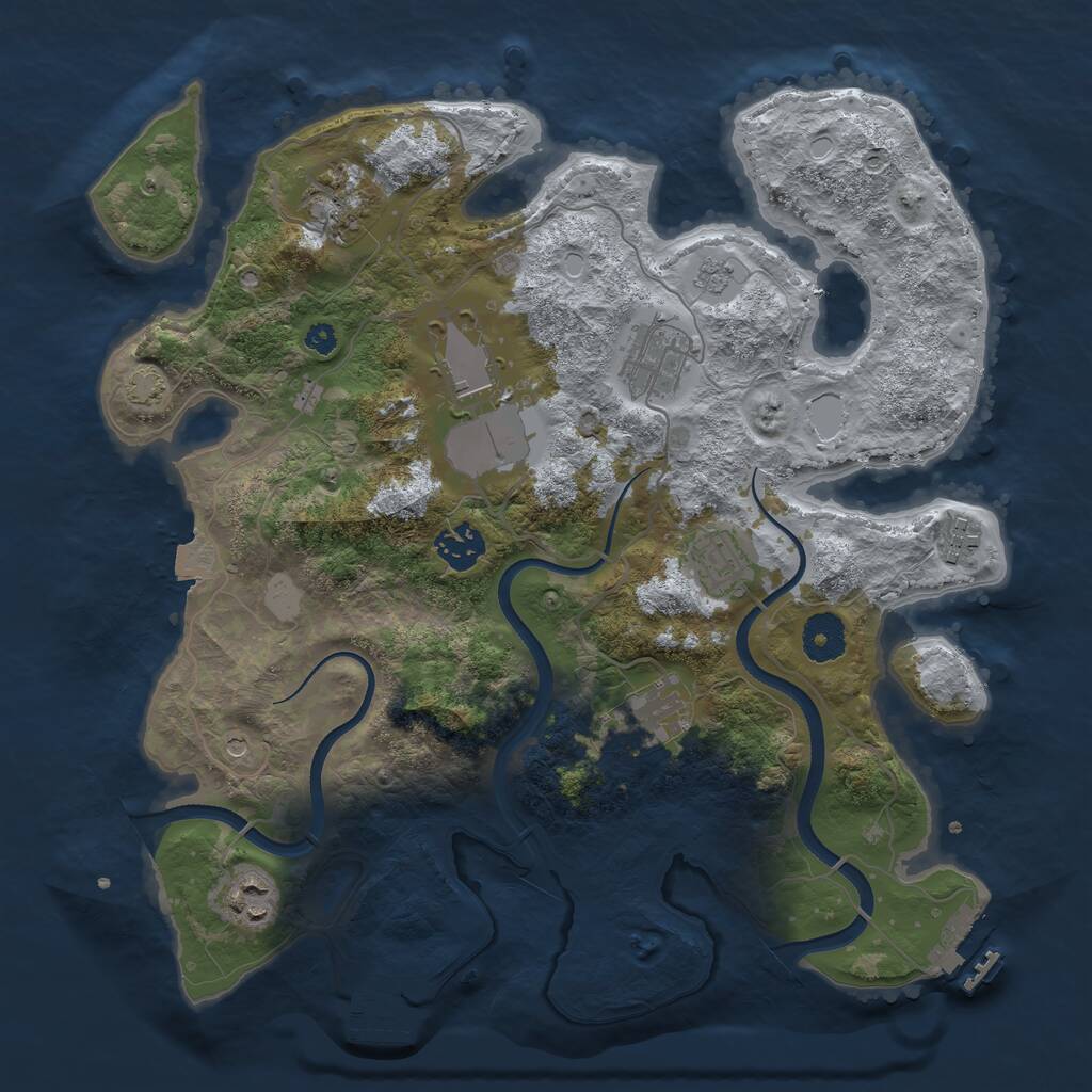 Rust Map: Procedural Map, Size: 3500, Seed: 499757, 14 Monuments