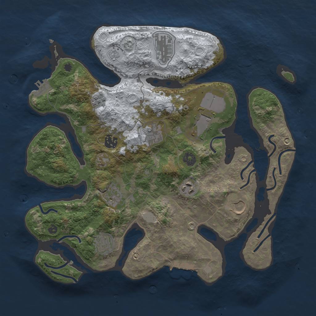 Rust Map: Procedural Map, Size: 3500, Seed: 6265431, 17 Monuments