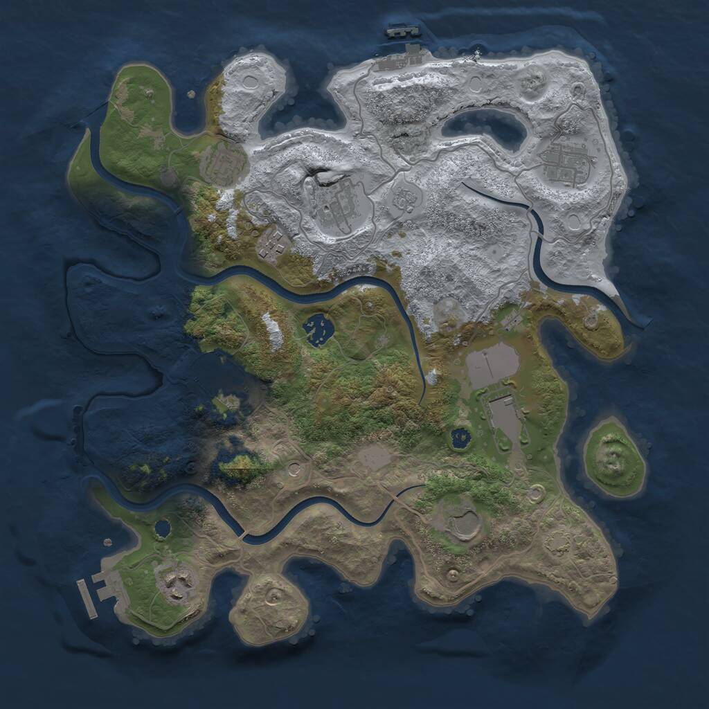 Rust Map: Procedural Map, Size: 3500, Seed: 5499502, 15 Monuments
