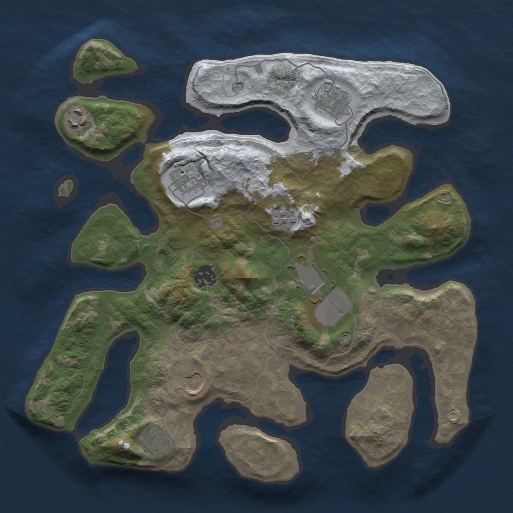 Rust Map: Barren, Size: 3500, Seed: 4022347, 11 Monuments
