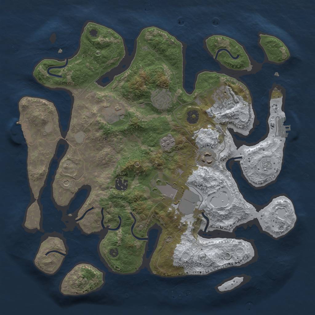 Rust Map: Procedural Map, Size: 3500, Seed: 5316913, 16 Monuments