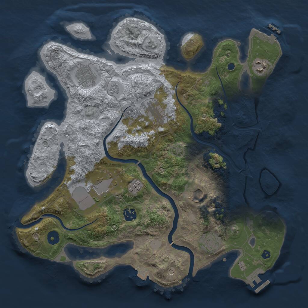 Rust Map: Procedural Map, Size: 3500, Seed: 4333250, 14 Monuments