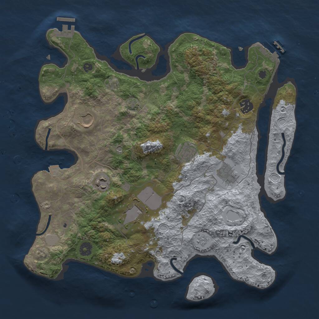 Rust Map: Procedural Map, Size: 3500, Seed: 322167, 12 Monuments