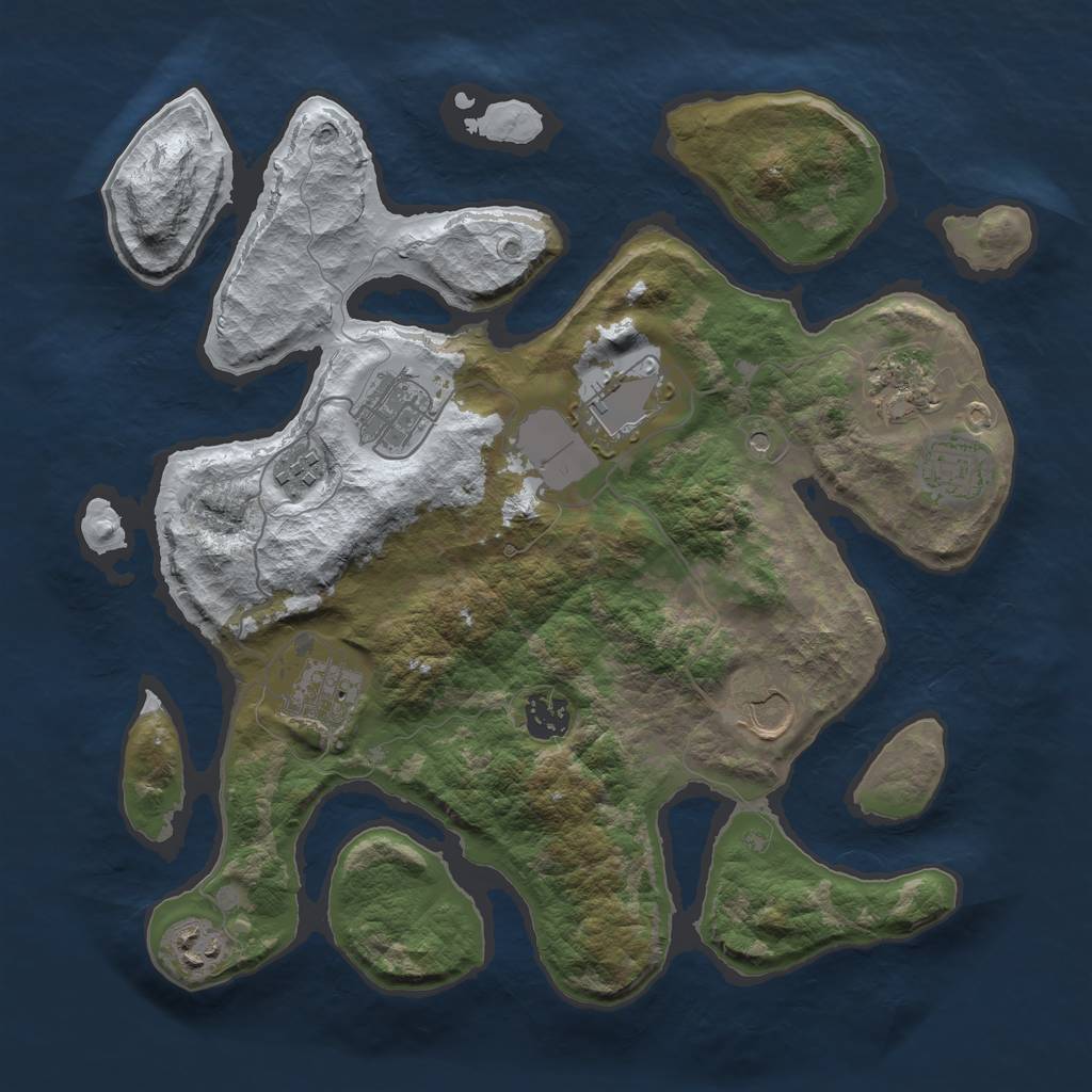 Rust Map: Barren, Size: 3500, Seed: 963926, 12 Monuments