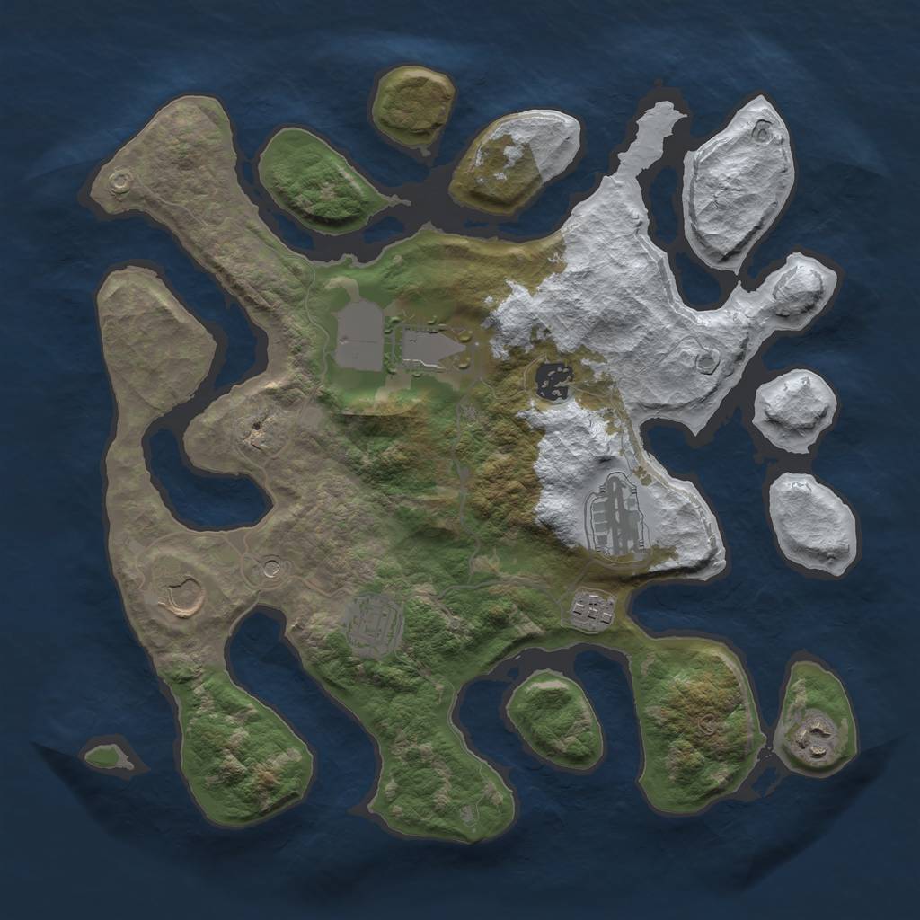 Rust Map: Barren, Size: 3500, Seed: 1340951, 10 Monuments