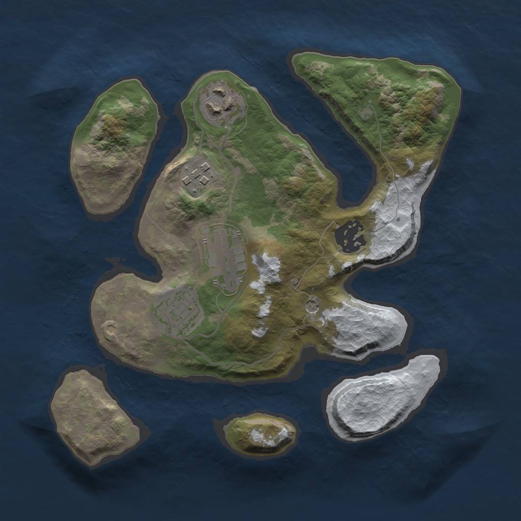 Rust Map: Barren, Size: 2500, Seed: 1570817, 8 Monuments