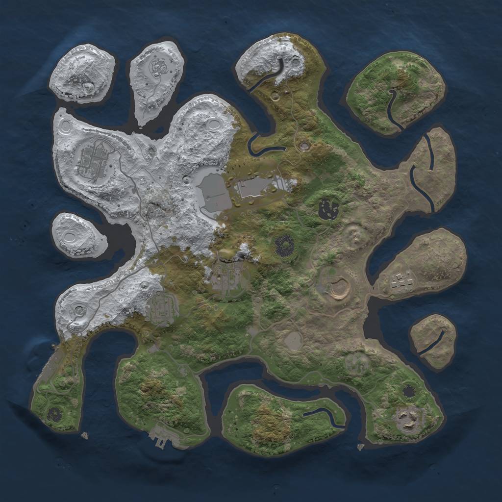 Rust Map: Procedural Map, Size: 3500, Seed: 4400385, 17 Monuments