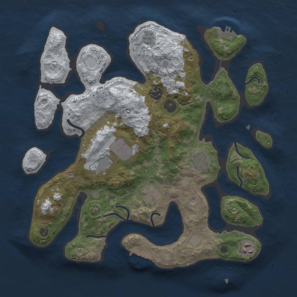 Rust Map: Procedural Map, Size: 3500, Seed: 3840339, 15 Monuments