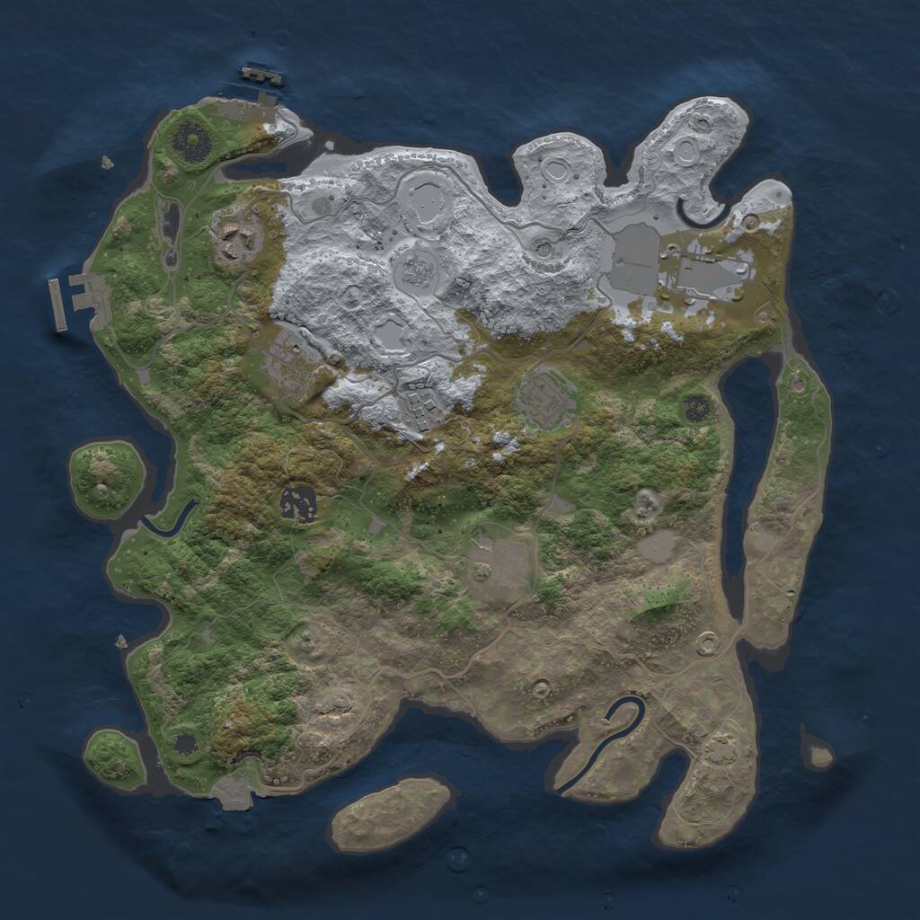 Rust Map: Procedural Map, Size: 3500, Seed: 3409005, 13 Monuments