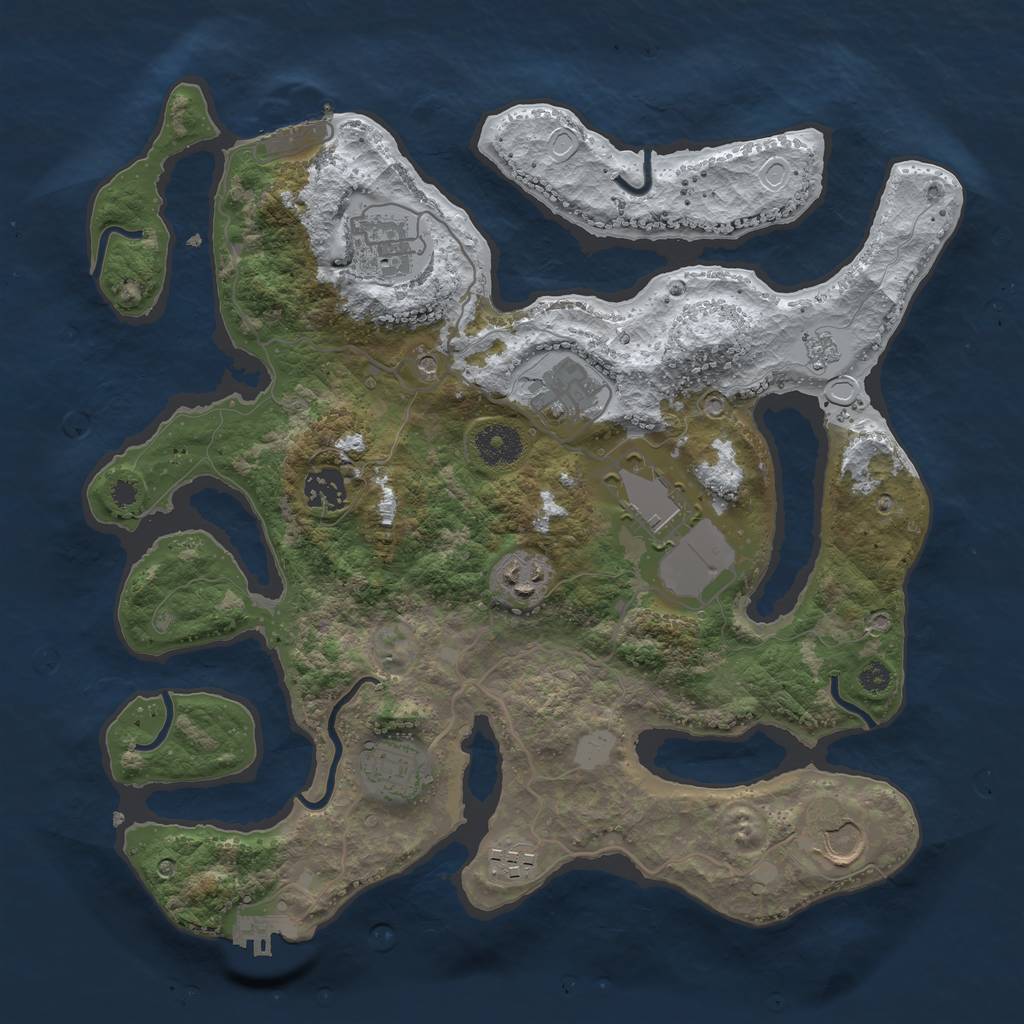 Rust Map: Procedural Map, Size: 3500, Seed: 4999183, 17 Monuments