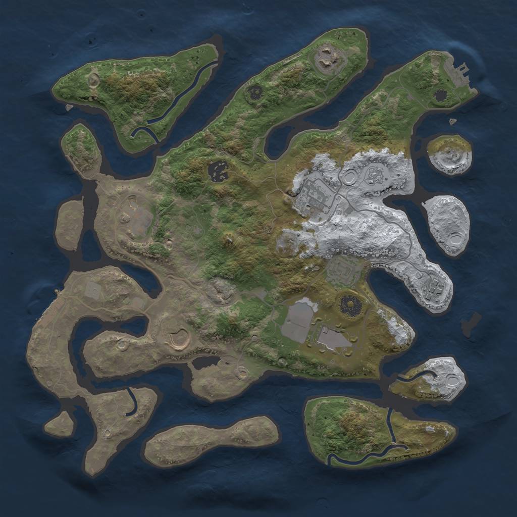 Rust Map: Procedural Map, Size: 3550, Seed: 74591, 16 Monuments