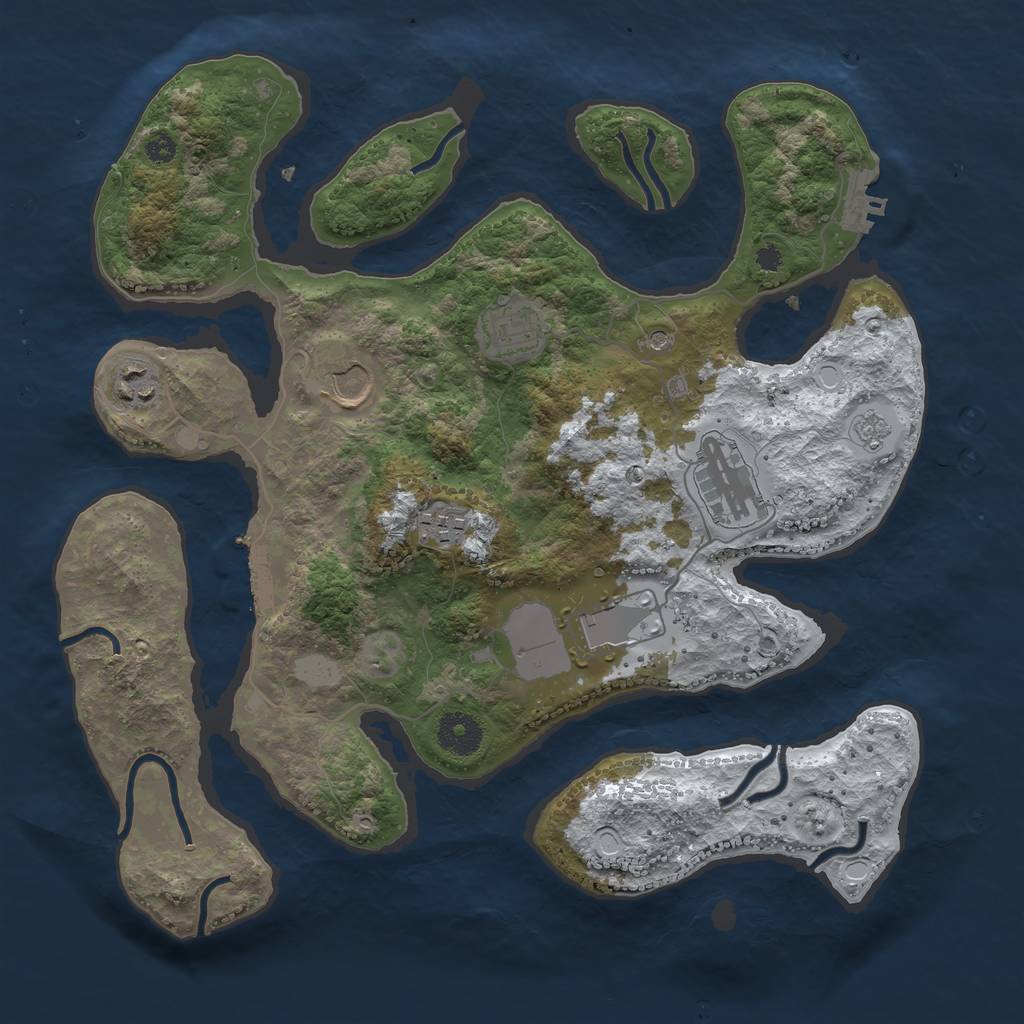 Rust Map: Procedural Map, Size: 3500, Seed: 2143729, 15 Monuments
