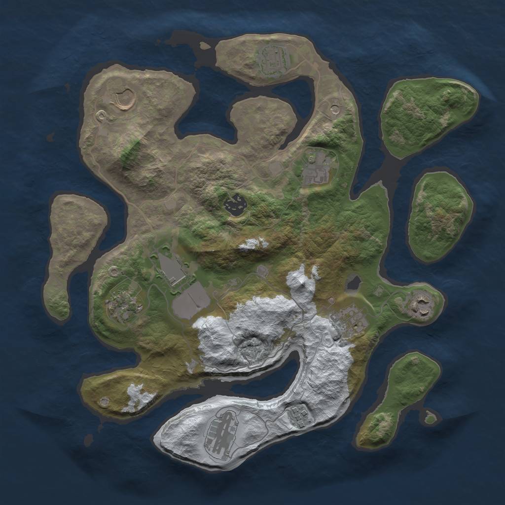 Rust Map: Barren, Size: 3500, Seed: 3714876, 13 Monuments