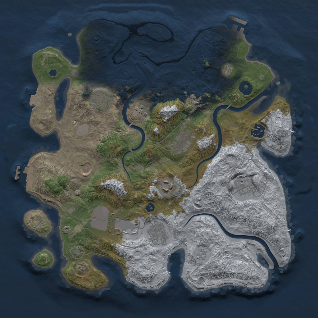 Rust Map: Procedural Map, Size: 3500, Seed: 2720727, 15 Monuments