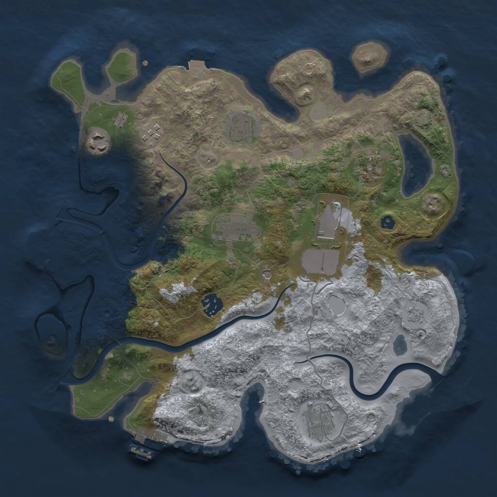 Rust Map: Procedural Map, Size: 3500, Seed: 2836817, 14 Monuments