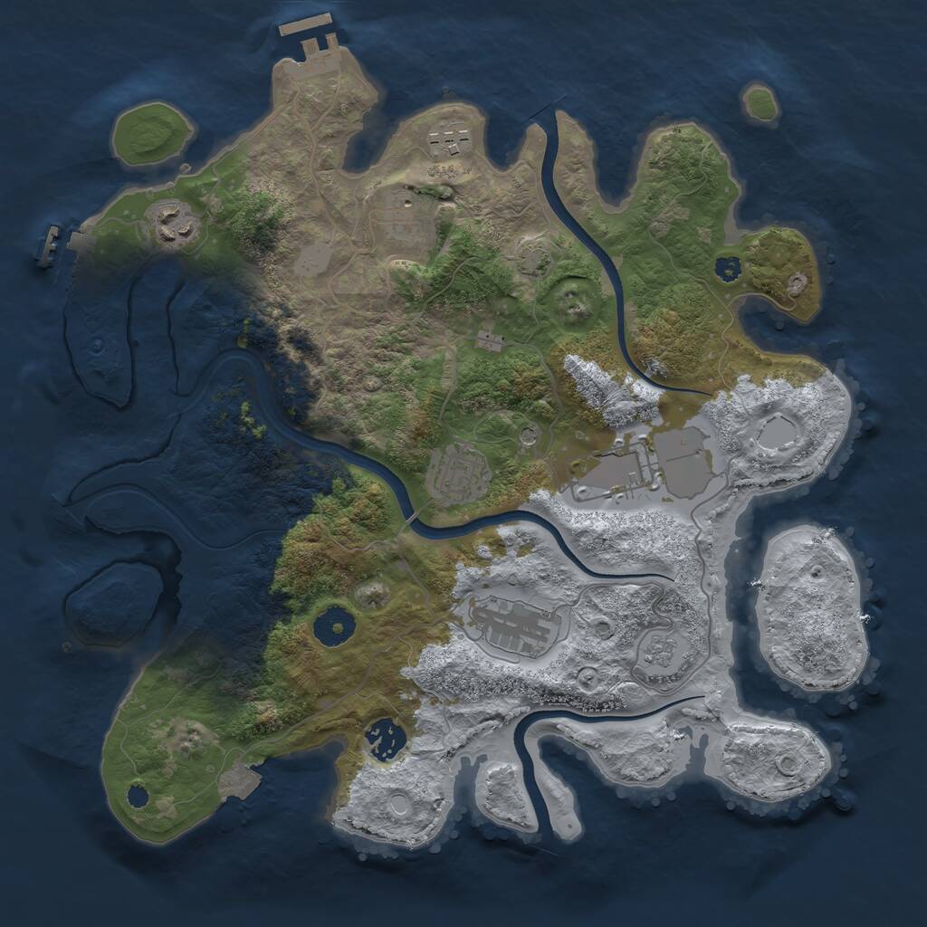 Rust Map: Procedural Map, Size: 3500, Seed: 671786, 13 Monuments