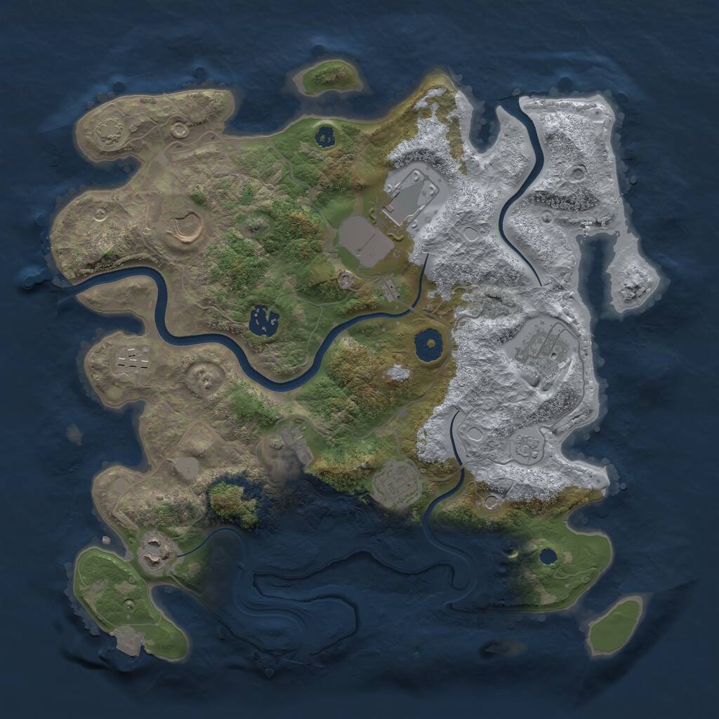 Rust Map: Procedural Map, Size: 3500, Seed: 279306, 12 Monuments
