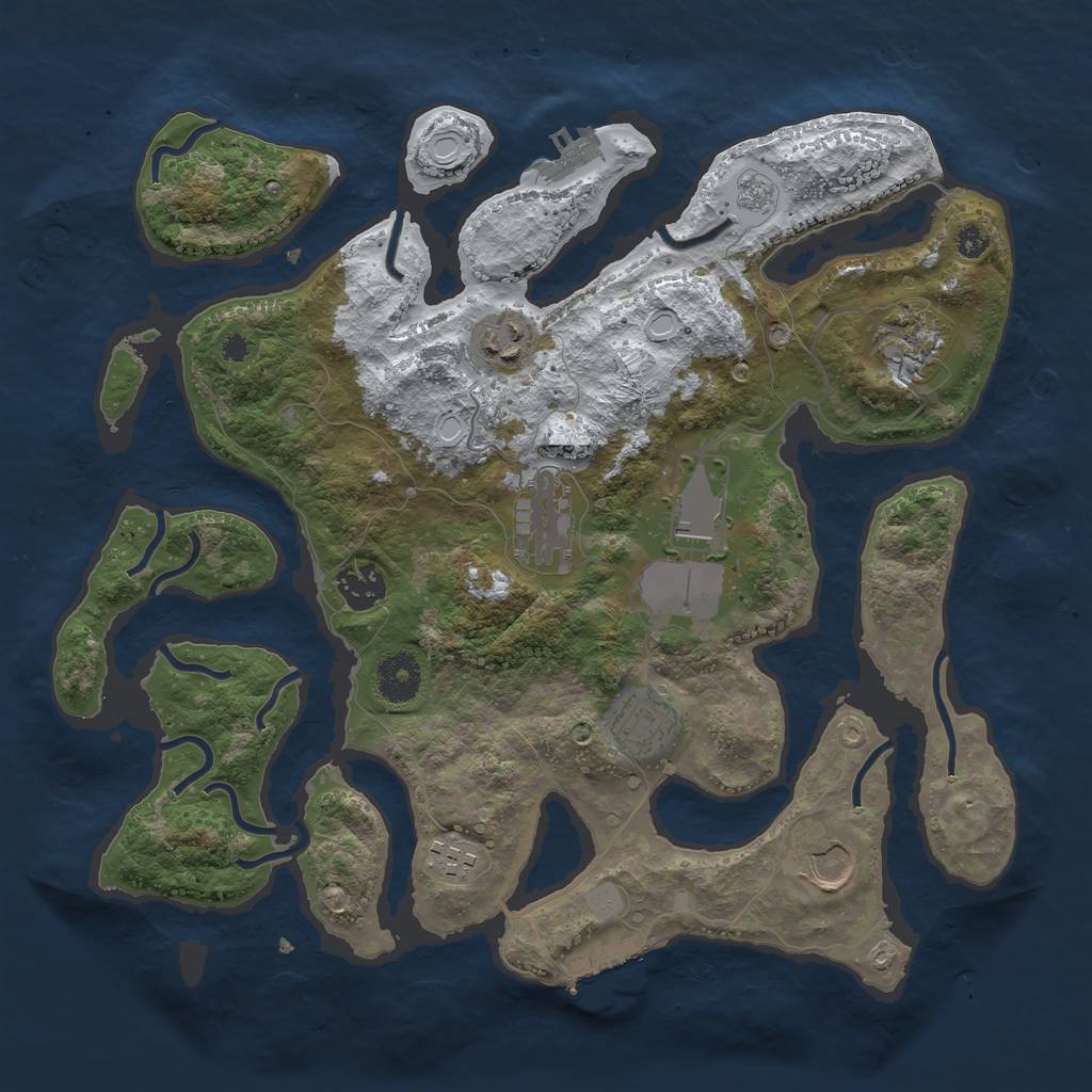 Rust Map: Procedural Map, Size: 3500, Seed: 4320389, 16 Monuments