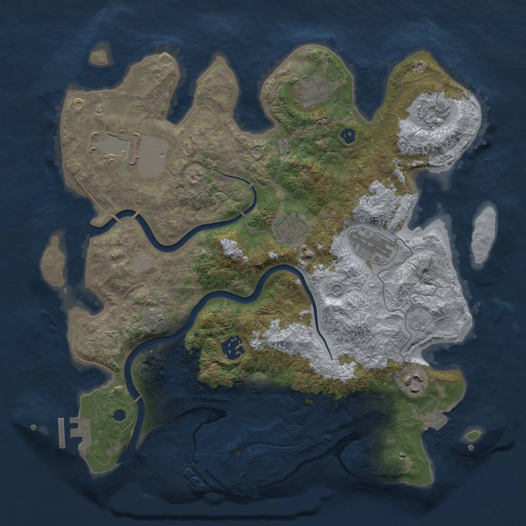 Rust Map: Procedural Map, Size: 3500, Seed: 5437423, 14 Monuments