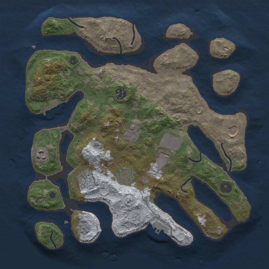 Rust Map: Procedural Map, Size: 3500, Seed: 4607438, 17 Monuments
