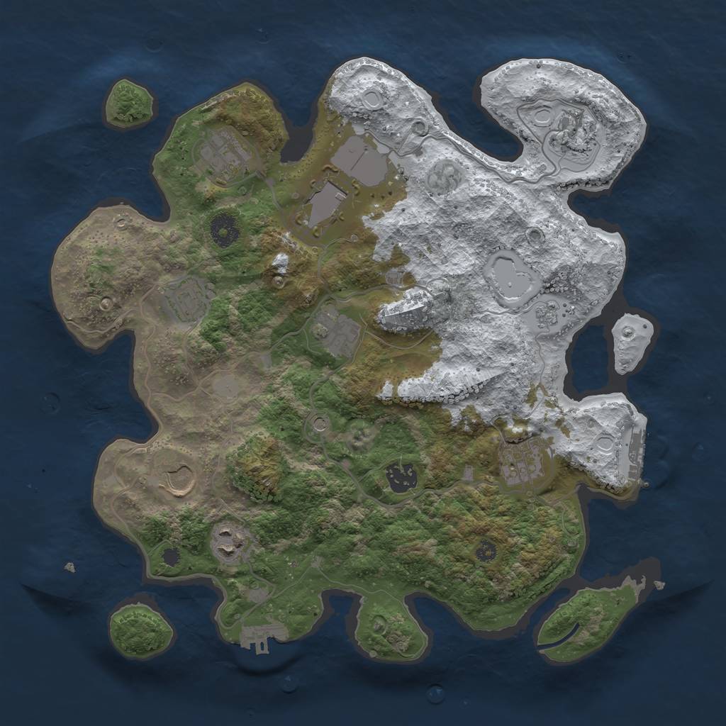 Rust Map: Procedural Map, Size: 3500, Seed: 1767143, 18 Monuments