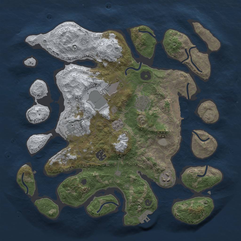 Rust Map: Procedural Map, Size: 3500, Seed: 6245665, 15 Monuments