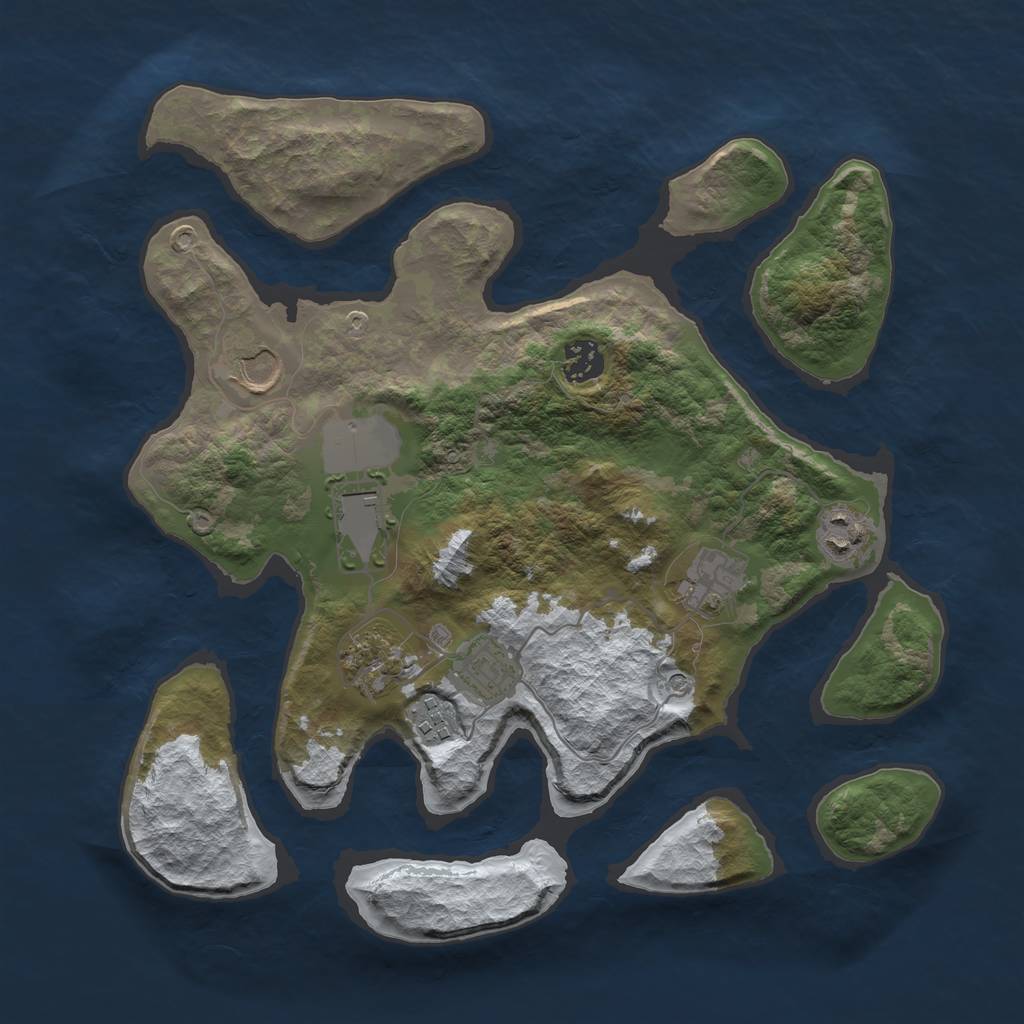 Rust Map: Barren, Size: 3500, Seed: 4764961, 11 Monuments