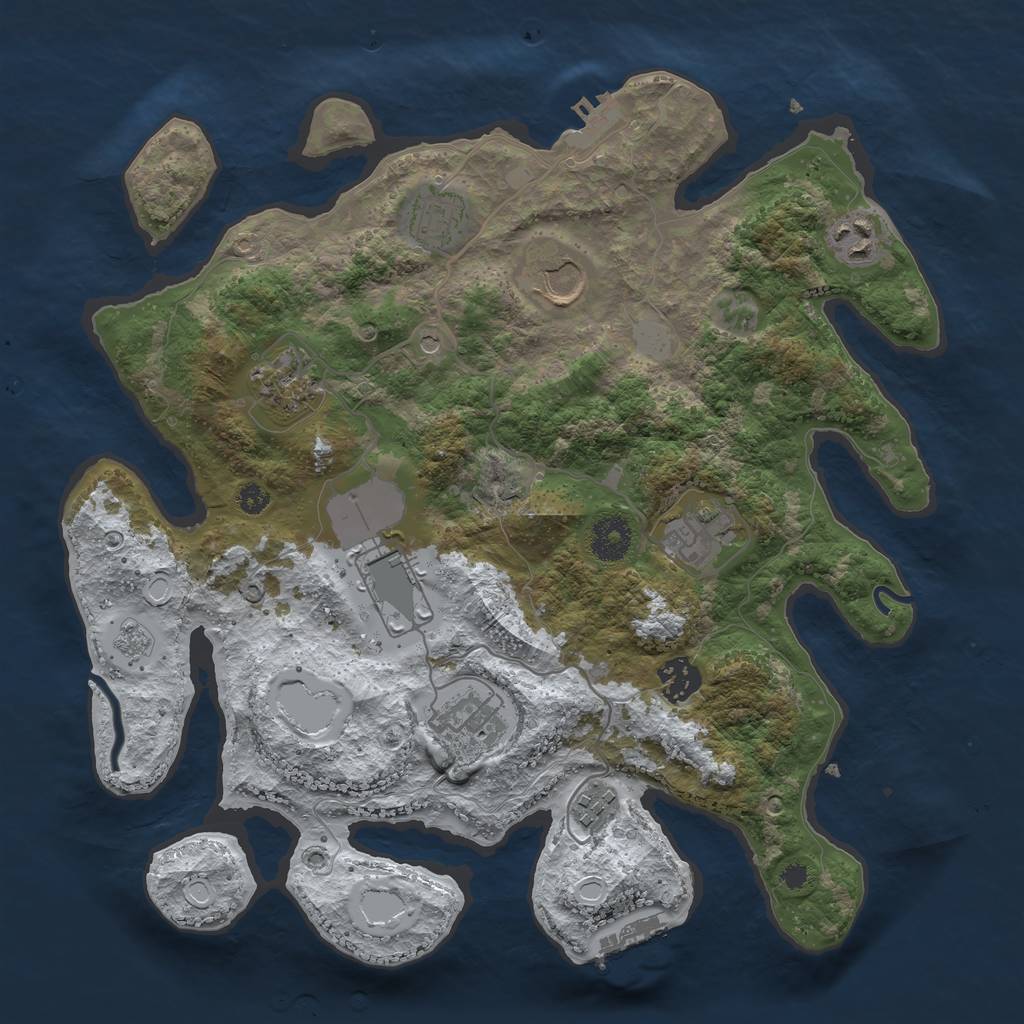 Rust Map: Procedural Map, Size: 3500, Seed: 1505800, 18 Monuments