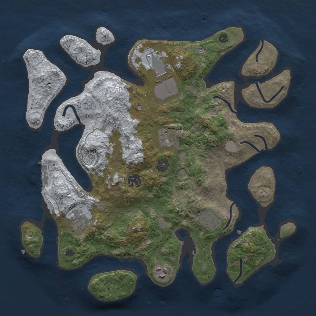 Rust Map: Procedural Map, Size: 3500, Seed: 956434, 14 Monuments