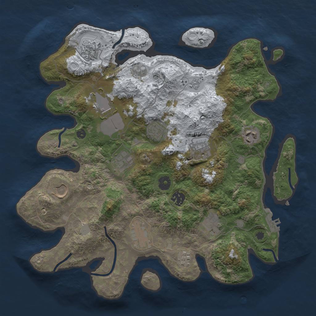 Rust Map: Procedural Map, Size: 3500, Seed: 4090508, 19 Monuments
