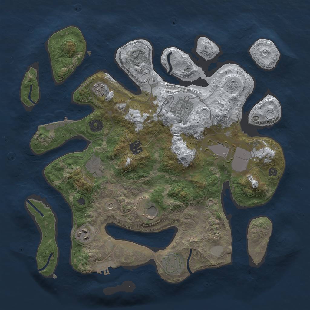 Rust Map: Procedural Map, Size: 3500, Seed: 864007, 17 Monuments