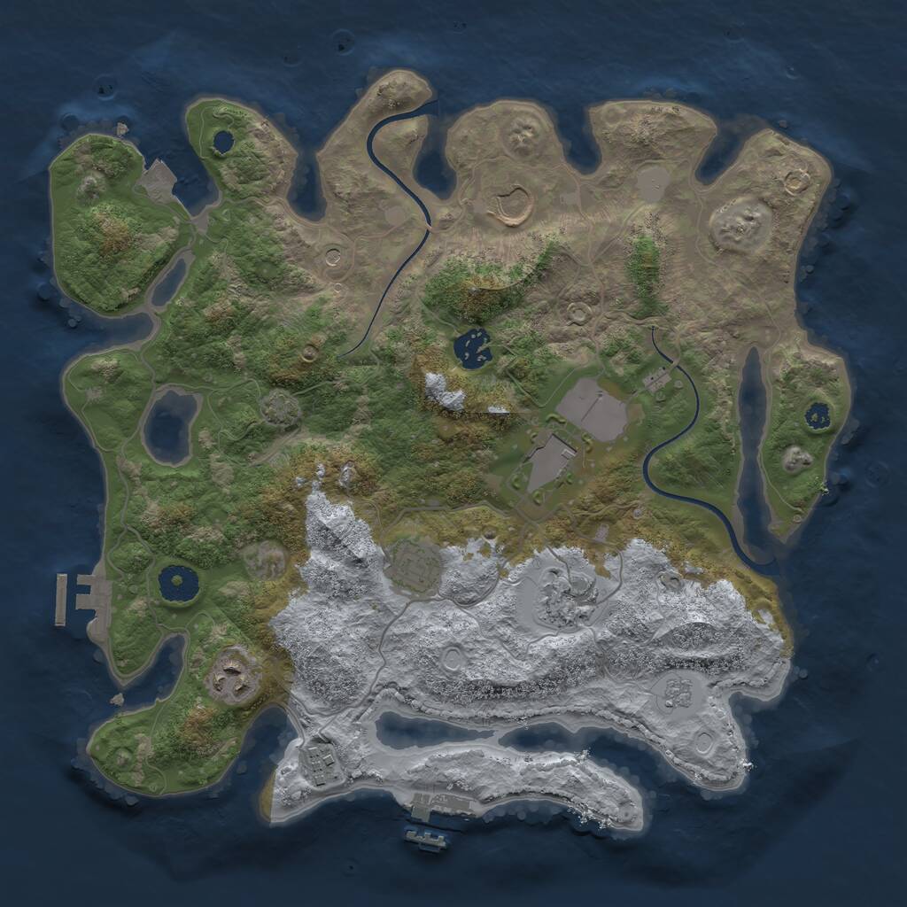 Rust Map: Procedural Map, Size: 3500, Seed: 2806527, 13 Monuments