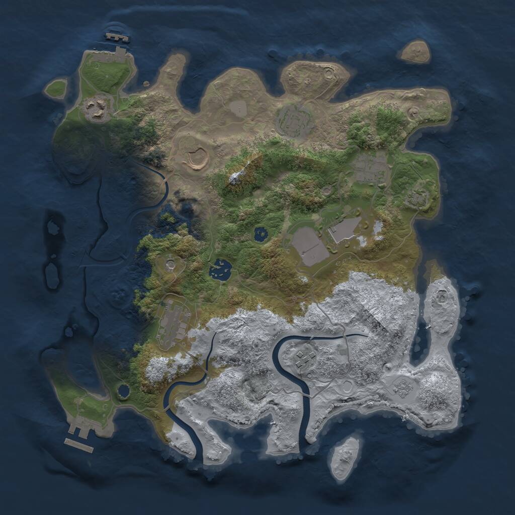 Rust Map: Procedural Map, Size: 3500, Seed: 5704211, 14 Monuments