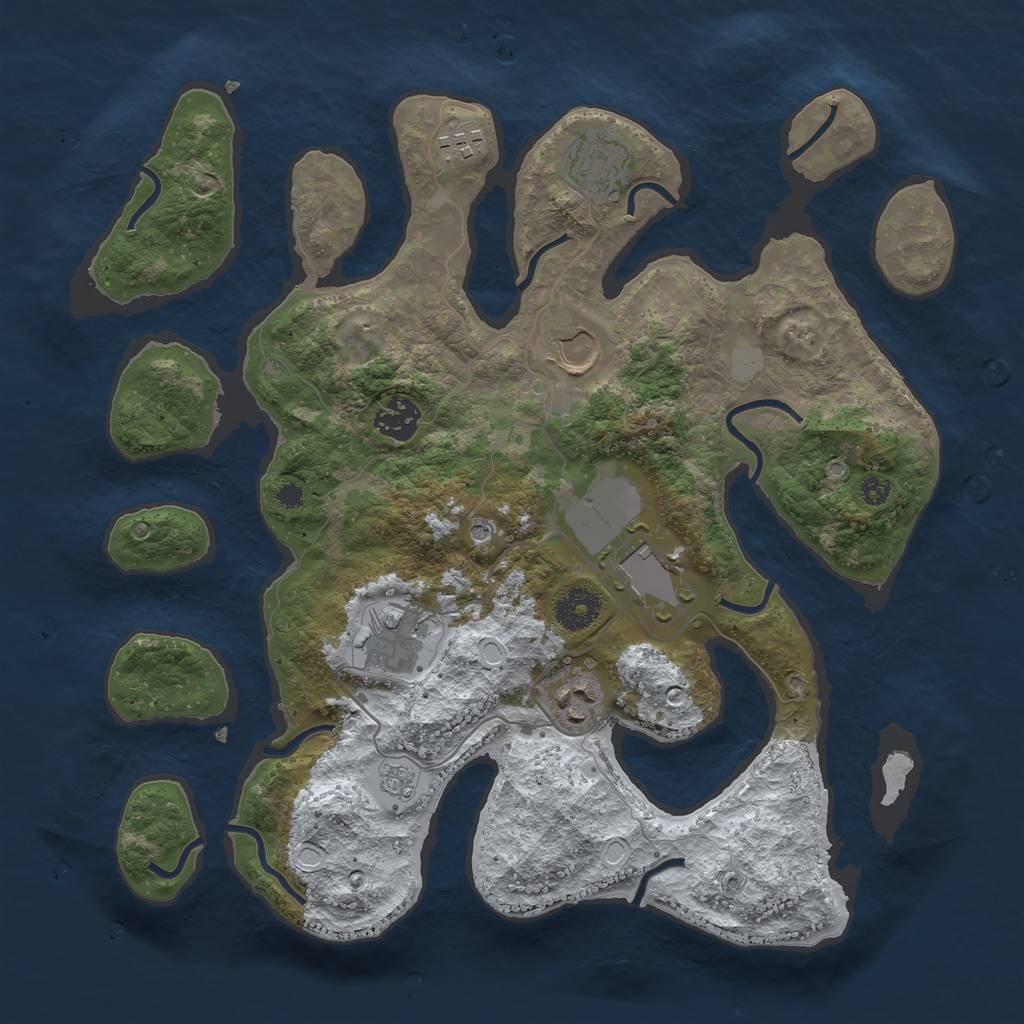 Rust Map: Procedural Map, Size: 3500, Seed: 5791230, 14 Monuments