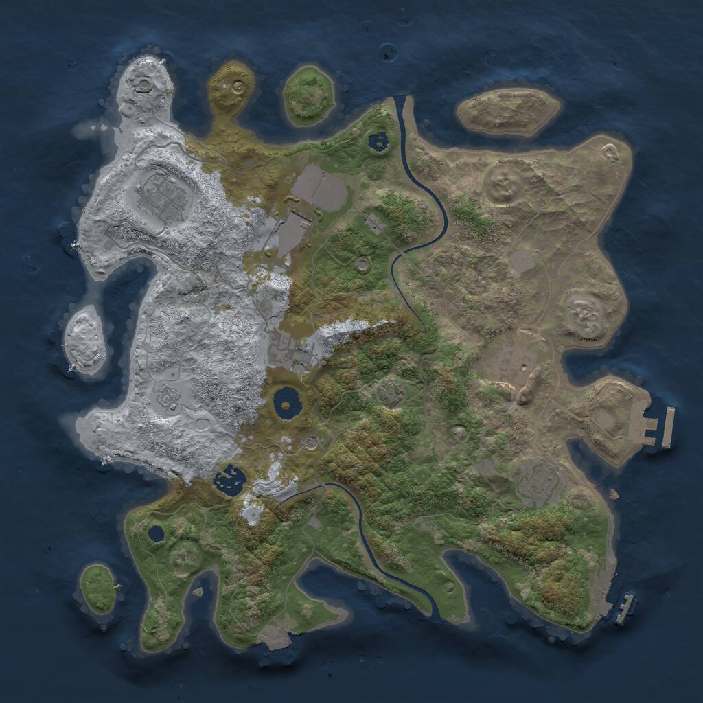 Rust Map: Procedural Map, Size: 3500, Seed: 5973505, 12 Monuments