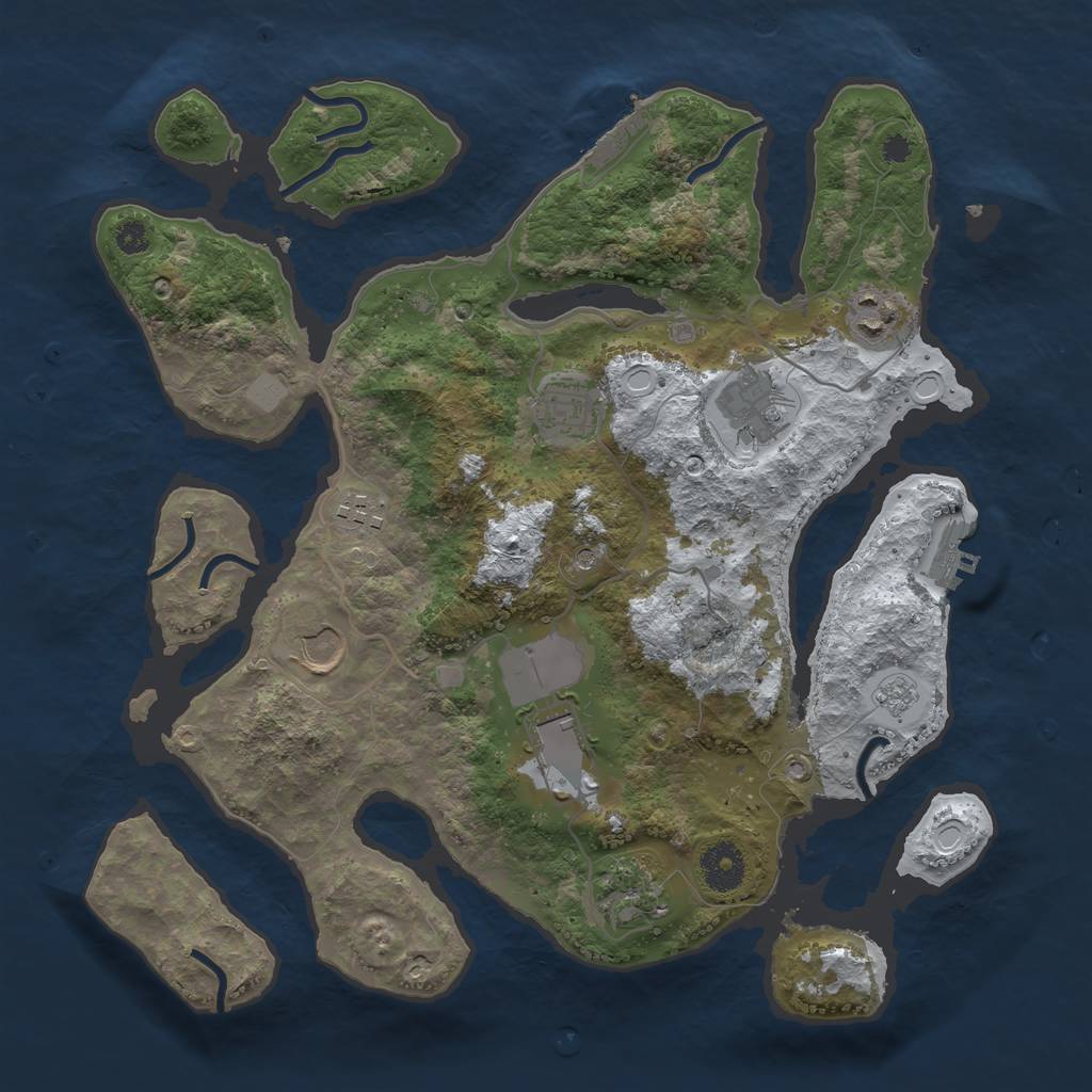 Rust Map: Procedural Map, Size: 3500, Seed: 4586700, 16 Monuments