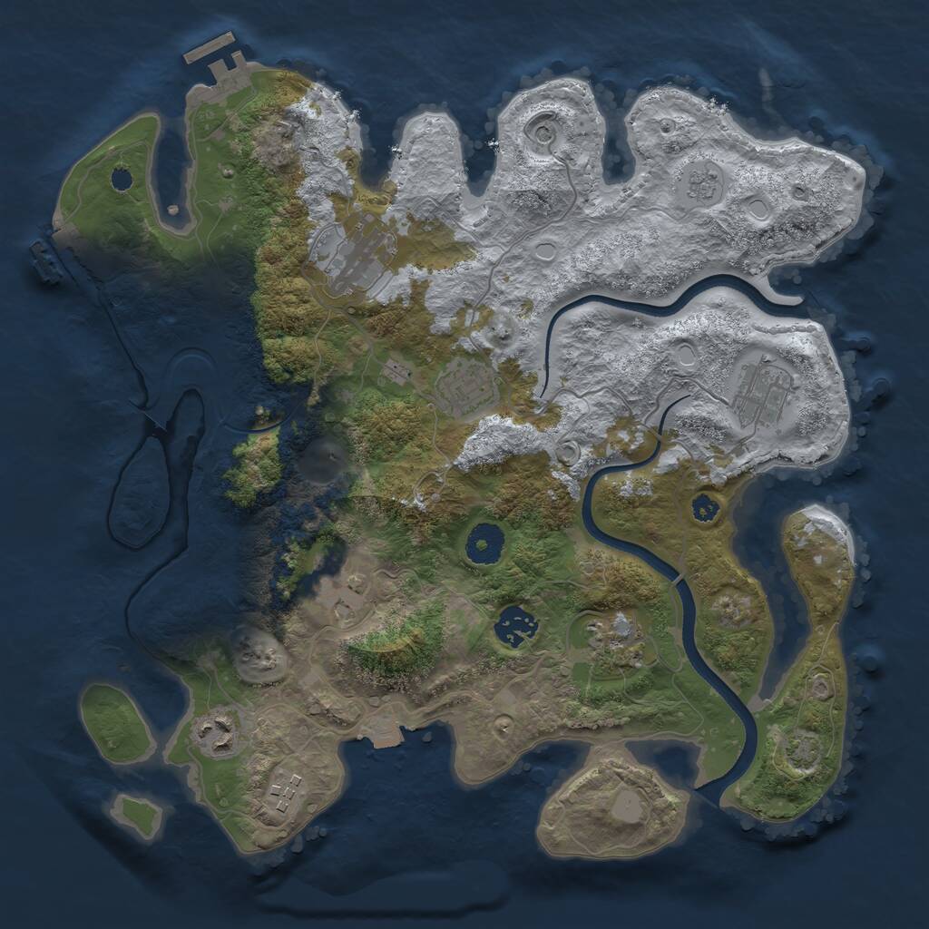 Rust Map: Procedural Map, Size: 3500, Seed: 3529539, 14 Monuments