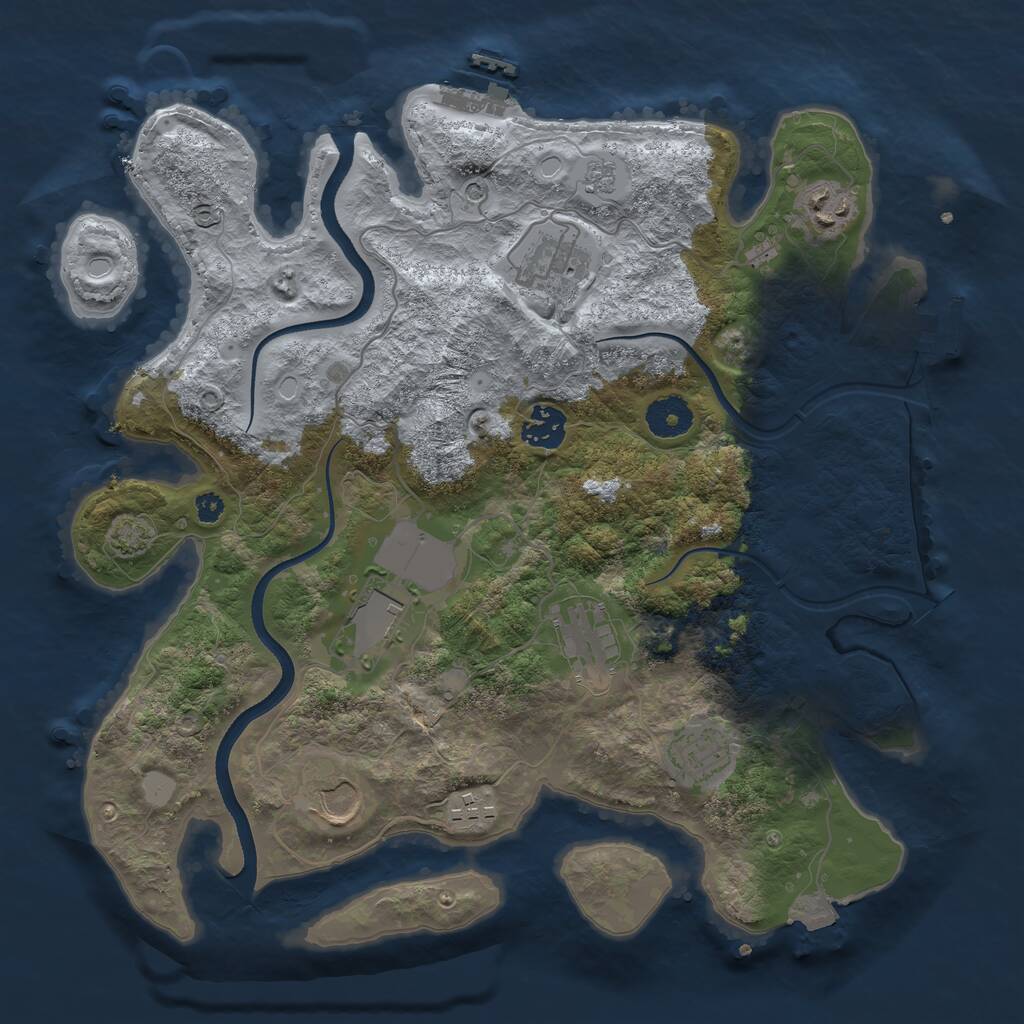 Rust Map: Procedural Map, Size: 3500, Seed: 4372772, 14 Monuments