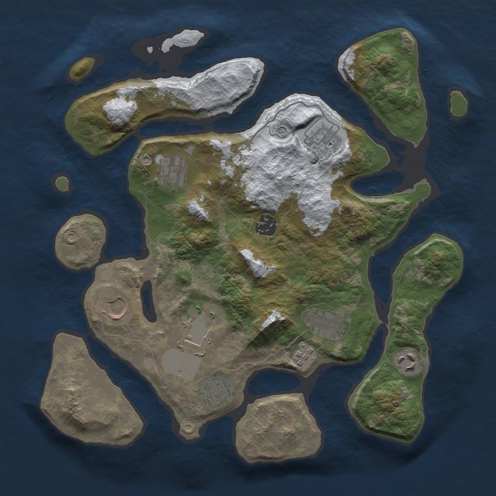 Rust Map: Barren, Size: 3500, Seed: 2218134, 12 Monuments