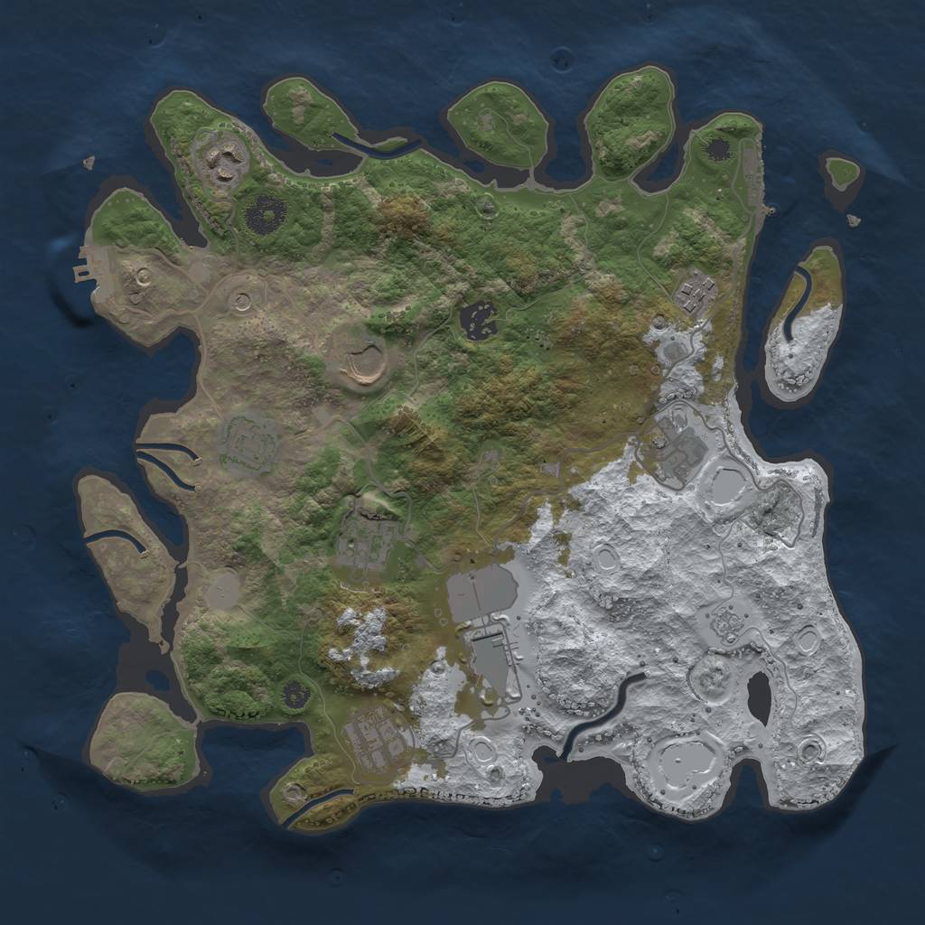 Rust Map: Procedural Map, Size: 3500, Seed: 4055790, 18 Monuments