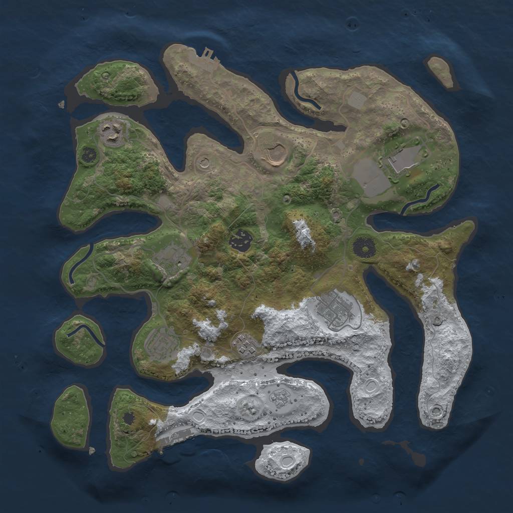 Rust Map: Procedural Map, Size: 3500, Seed: 4262917, 17 Monuments