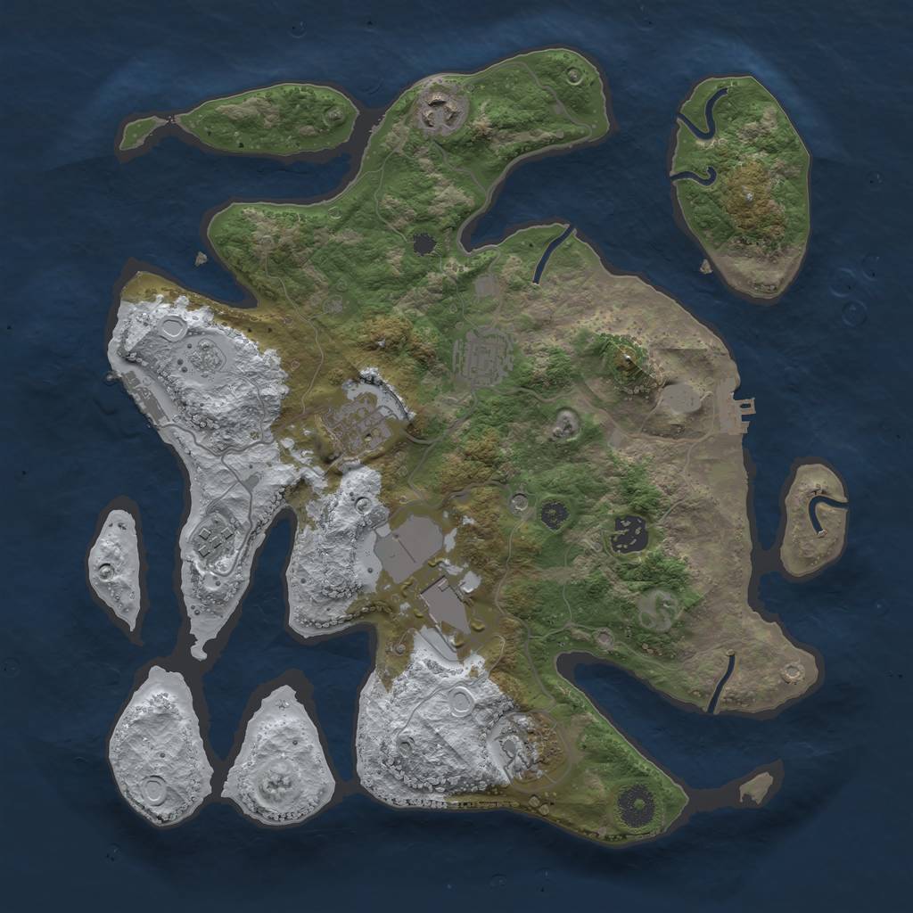 Rust Map: Procedural Map, Size: 3500, Seed: 4900611, 16 Monuments