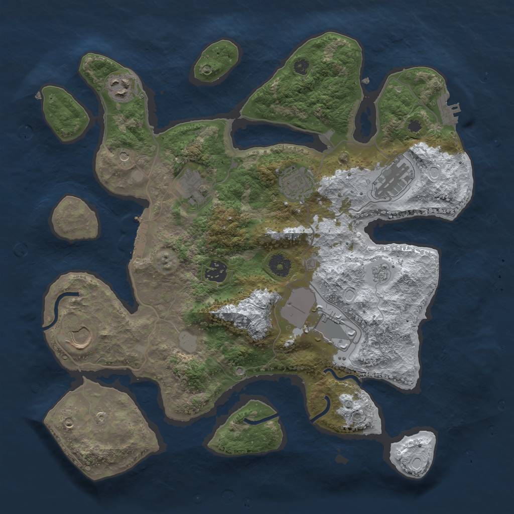 Rust Map: Procedural Map, Size: 3500, Seed: 2209312, 16 Monuments