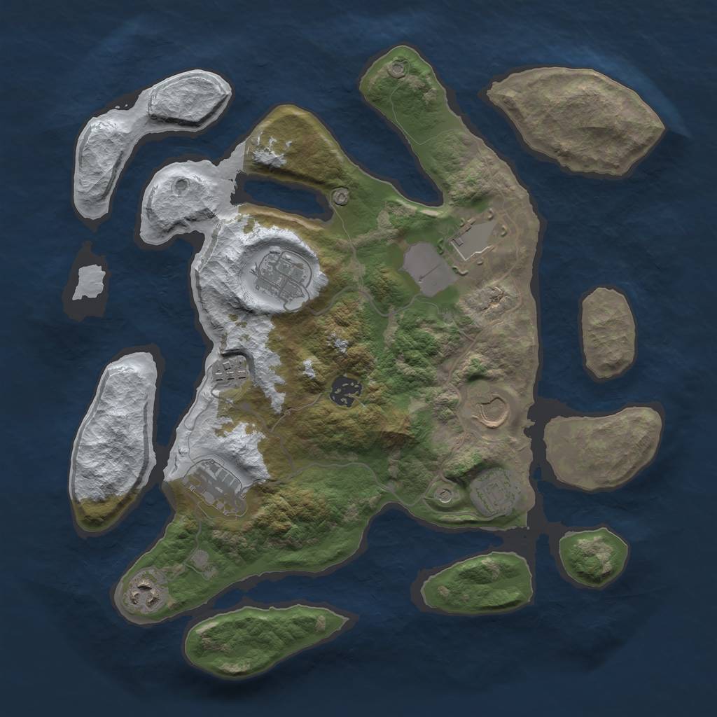 Rust Map: Barren, Size: 3500, Seed: 476329, 11 Monuments