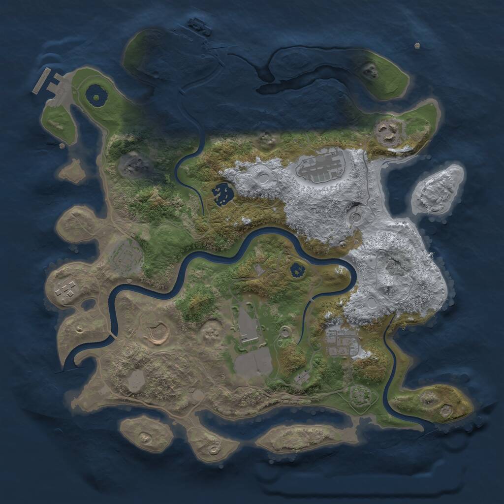 Rust Map: Procedural Map, Size: 3500, Seed: 2924215, 13 Monuments