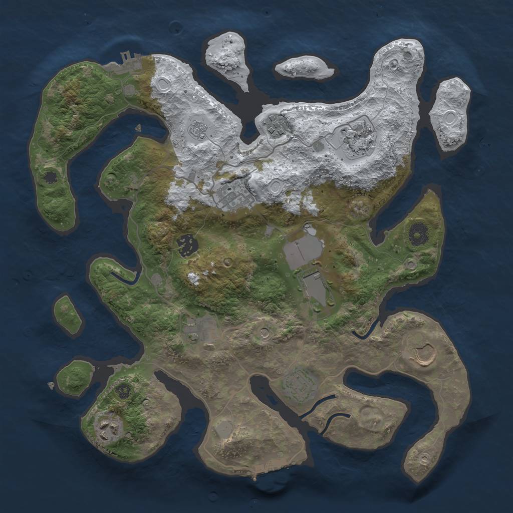 Rust Map: Procedural Map, Size: 3500, Seed: 4518817, 18 Monuments