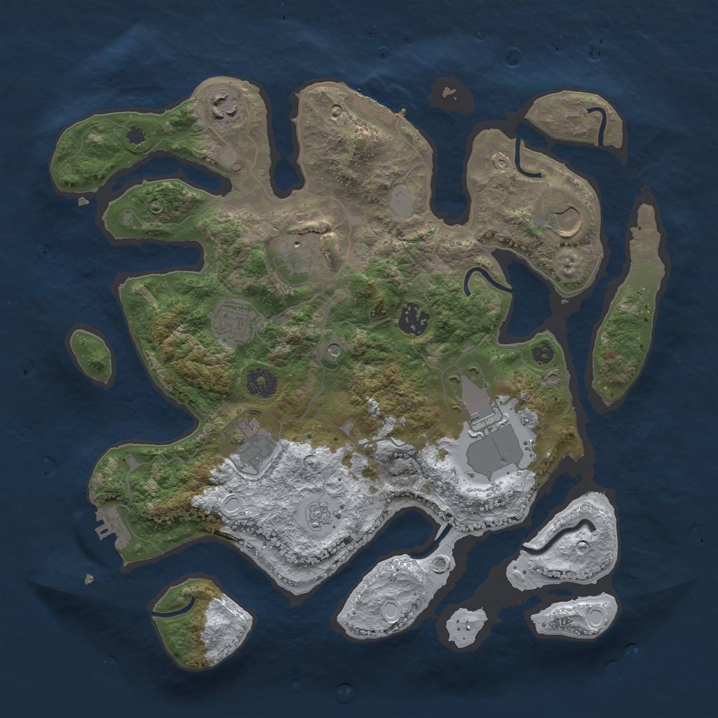 Rust Map: Procedural Map, Size: 3500, Seed: 1257241, 16 Monuments
