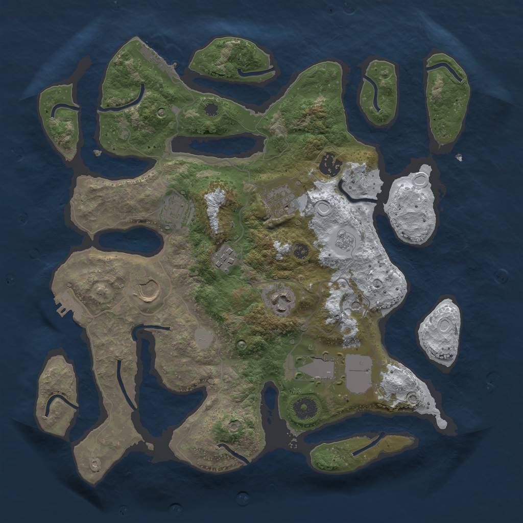Rust Map: Procedural Map, Size: 3500, Seed: 1161337, 16 Monuments