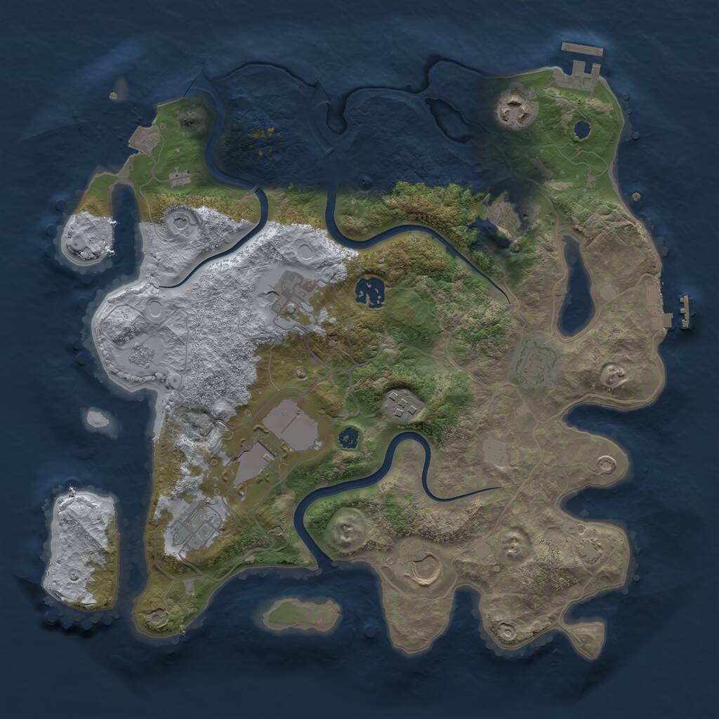 Rust Map: Procedural Map, Size: 3500, Seed: 1438882, 15 Monuments